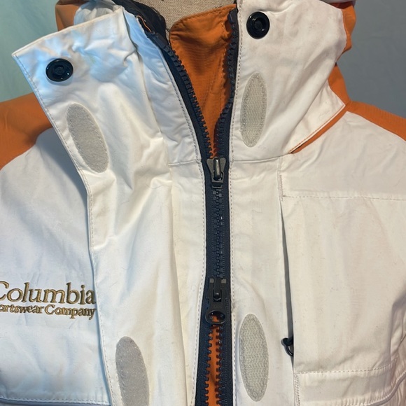 COLUMBIA TITANIUM ski jacket with fleece liner sz M white and orange - Picture 9 of 15